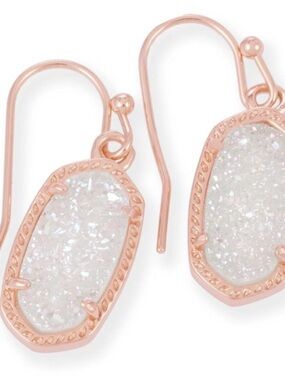 Kendra Scott Rose Gold White Drusy Dangle Earrings